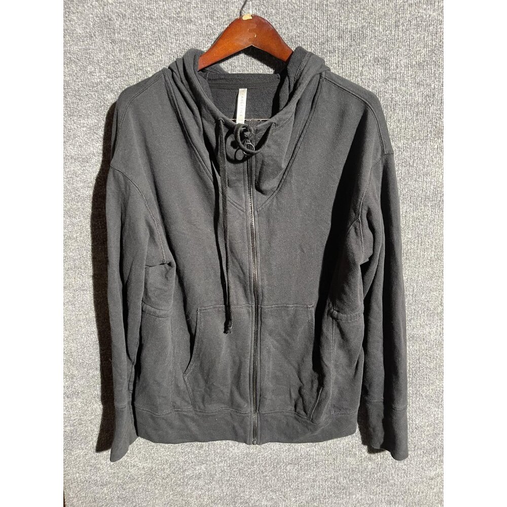 Fabletics Hoodie Womens Medium Black Full Zip Terry Sweatshirt Pockets
